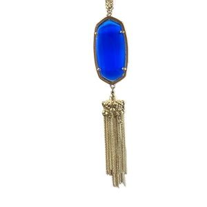 Kendra Scott Gold Rayne Blue Cobalt Tassel Necklace